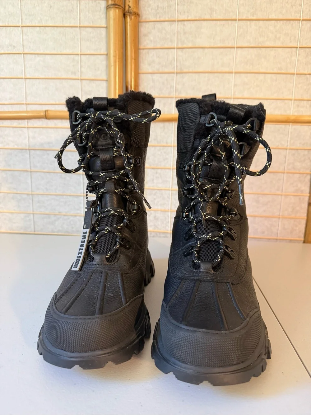 UGG Women's Black Lace-Up Winter Rain Boots